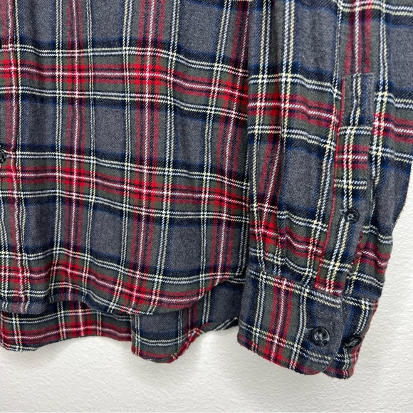 Woolrich Gray & Red Plaid Flannel 100% Cotton Long Sleeve Button Up Shirt XL - Picture 4 of 11